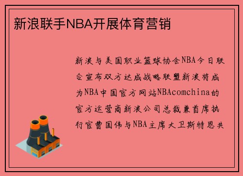 新浪联手NBA开展体育营销
